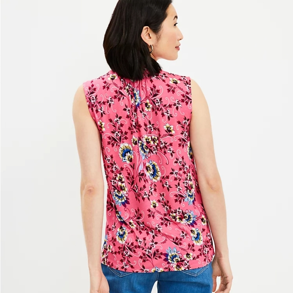 Loft Floral Sleveless Ruffle Shell XXS - Picture 3 of 9